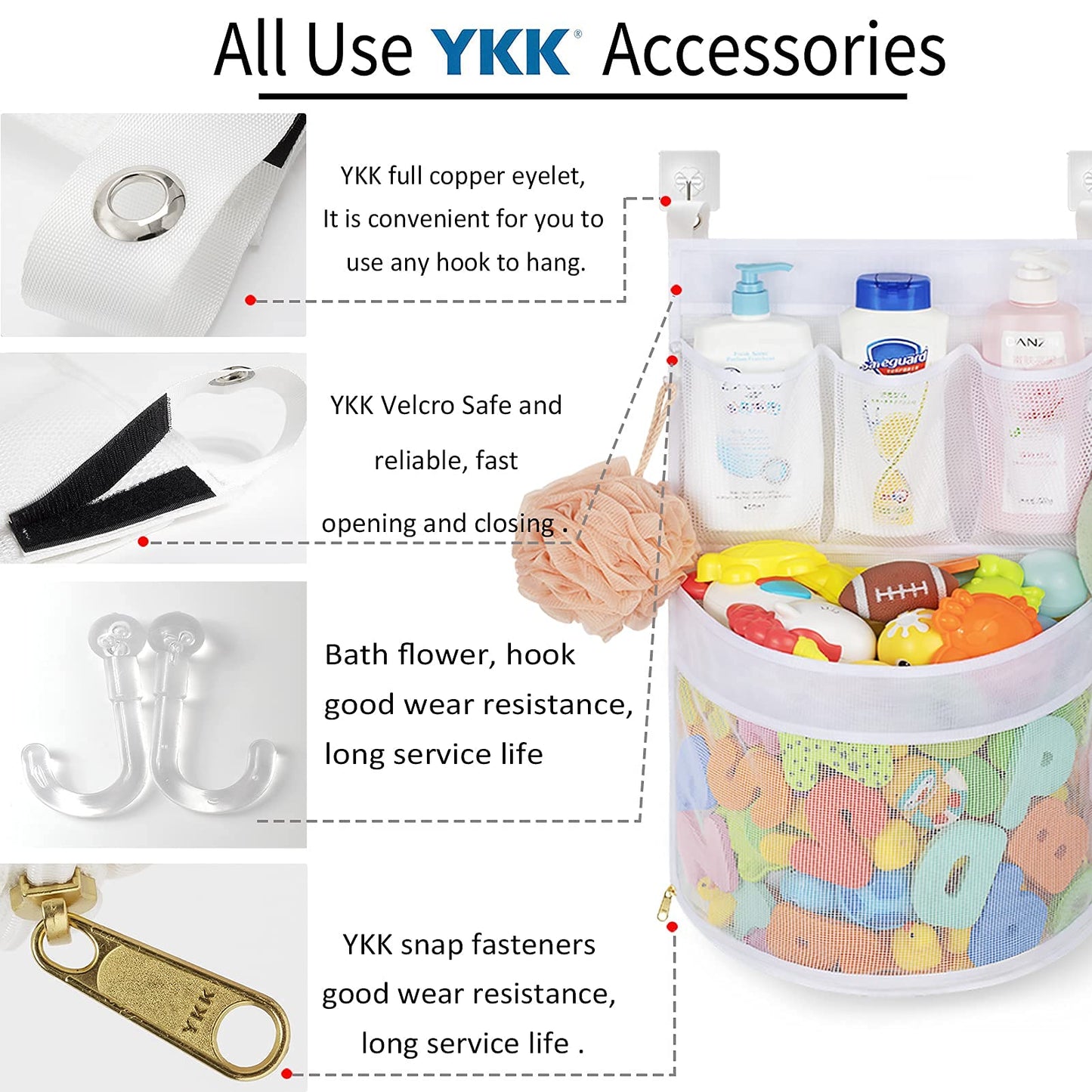 Baby Bath Toy Organizer, Quick Drying, And Mould Proof, Multiple-Suspension Bath Toy Holder, Large Capacity Multi Use Bathtub To