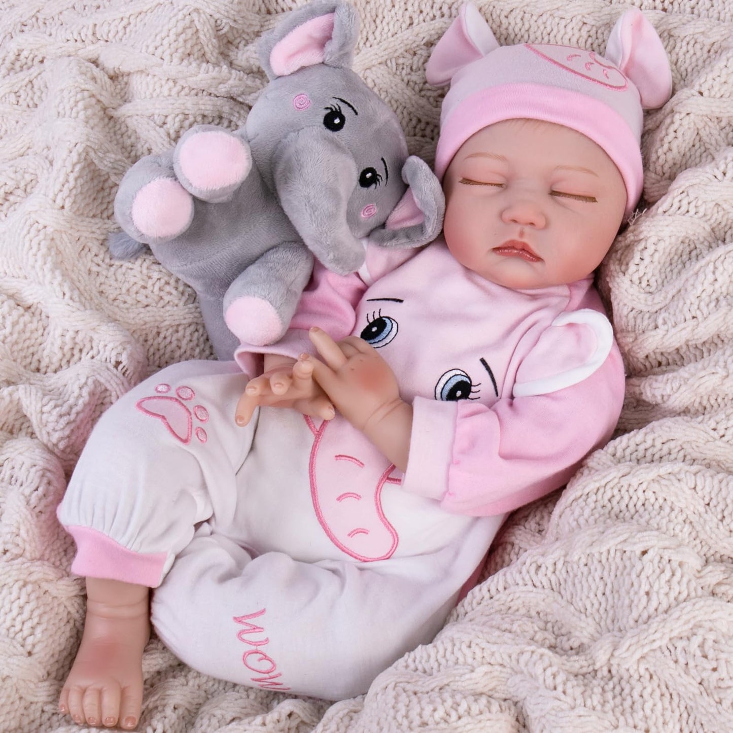 Aori Reborn Baby Dolls Girl 22 Inch Realistic Newborn Baby Doll Weighted Lifelike Toddler That Look Real With Elephant Jumpsuit And Toy In Gift Box