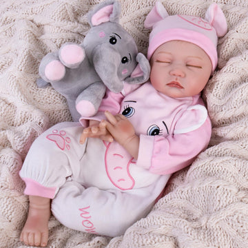 Aori Reborn Baby Dolls Girl 22 Inch Realistic Newborn Baby Doll Weighted Lifelike Toddler That Look Real With Elephant Jumpsuit And Toy In Gift Box