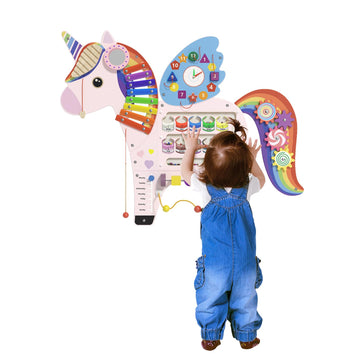 Unicorn Sensory Wall Panel For Kids - Activity Wall Busy Board Panels, Montessori Toddler Wall Activity Board, Wall Toys For Tod