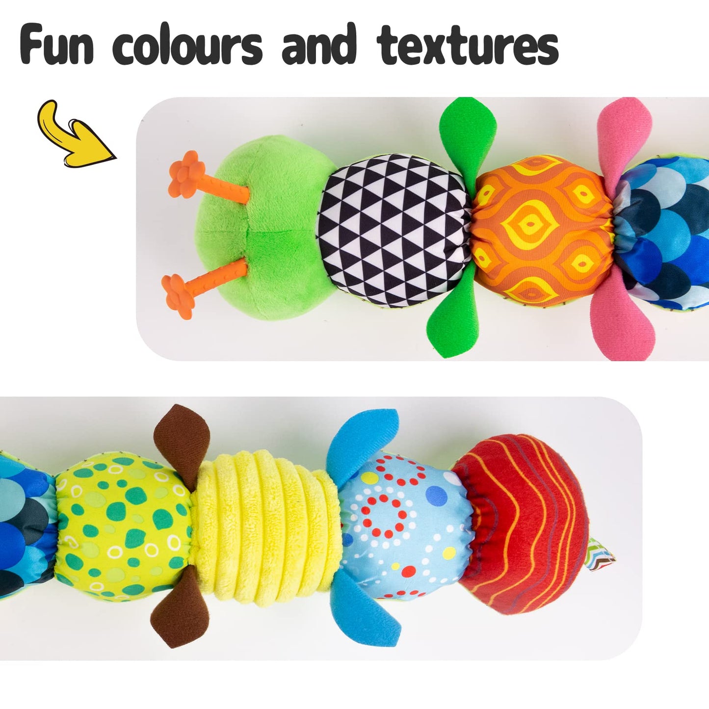 Sumobaby Infant Baby Musical Stuffed Animal Activity Soft Toys With Multi-Sensory Crinkle, Rattle And Textures, For Tummy Time Newborn 0-3-6-12 Months Boys, Girls, Caterpillar