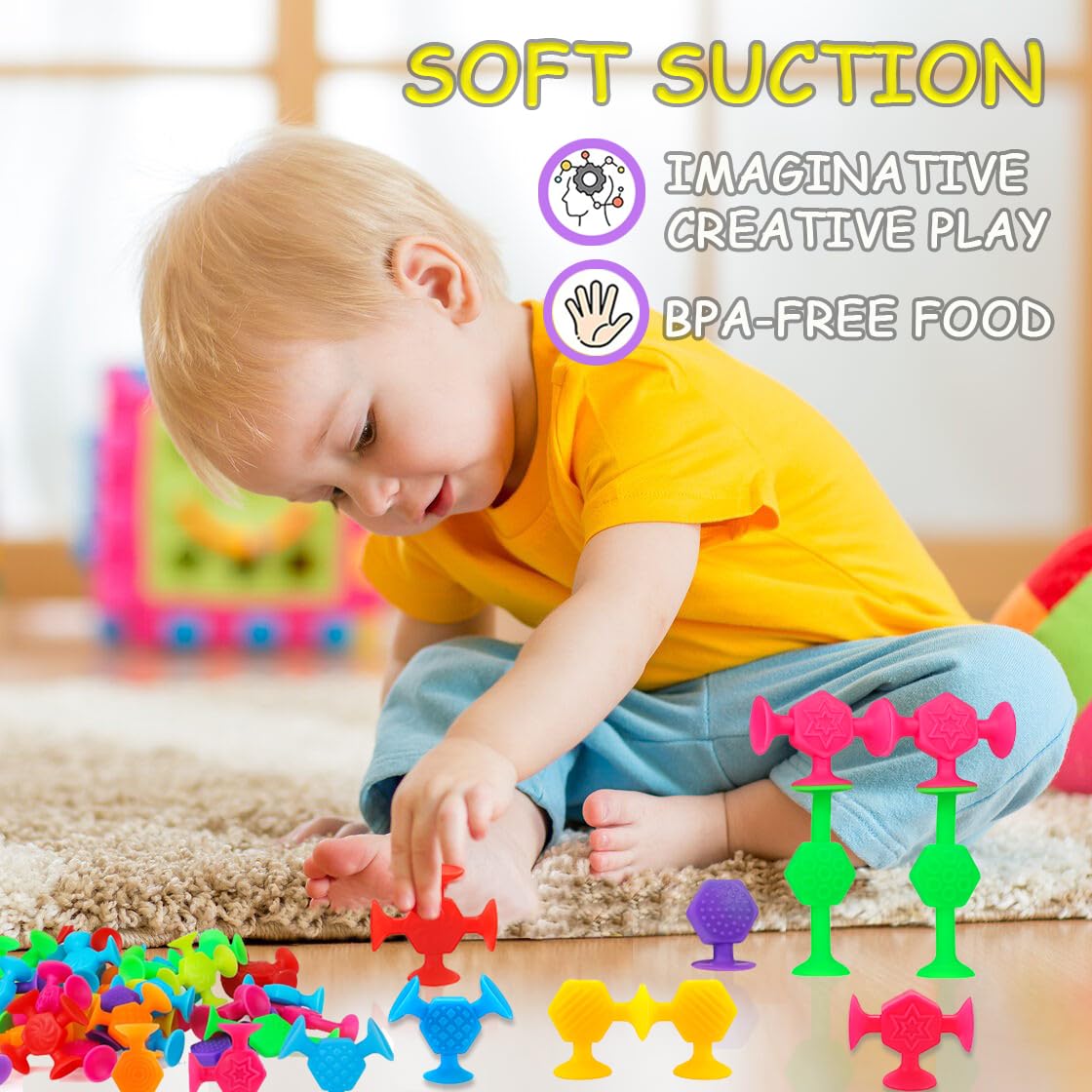 Createview 24 Pcs Bath Toys For Kids Ages 3+, Suction Cup Toys For Autistic Children, Travel Toys Window Toys Stem Learning Toys