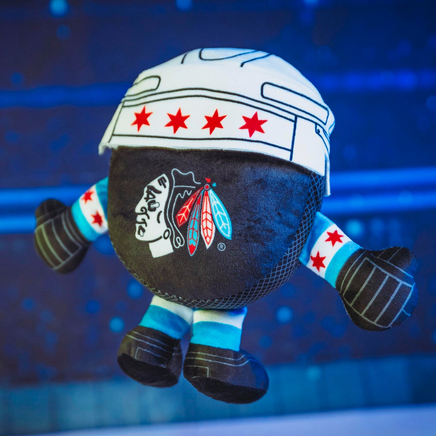 Bleacher Creatures Chicago Blackhawks 8'' NHL Kuricha Hockey Puck Sitting Plush- Soft Chibi Inspired Plush