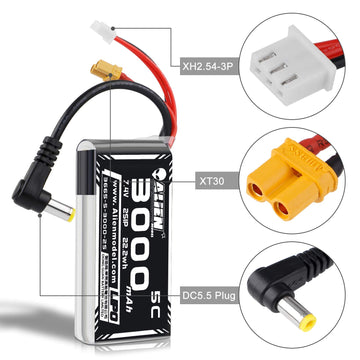 Crazepony 3000mAh 2S LiPo Battery Fatshark FPV Goggles Battery 7.4V with XT30/DC5.5 Plug for D JI HD Digital Goggles Skyzone 03O