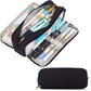 Jiada Large Capacity 3 Compartments Pencil Box for Girls & Boys | Stationery Pouch for School Kids College Students | Black