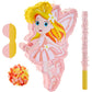 Lewtemi 4 Pcs Fairy Princess Piata Set 15.7 x 12.5 x 3  Pink Piata with Stick Blindfold Colorful Confetti, Small Piata for Girl 