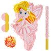 Lewtemi 4 Pcs Fairy Princess Piata Set 15.7 x 12.5 x 3  Pink Piata with Stick Blindfold Colorful Confetti, Small Piata for Girl 