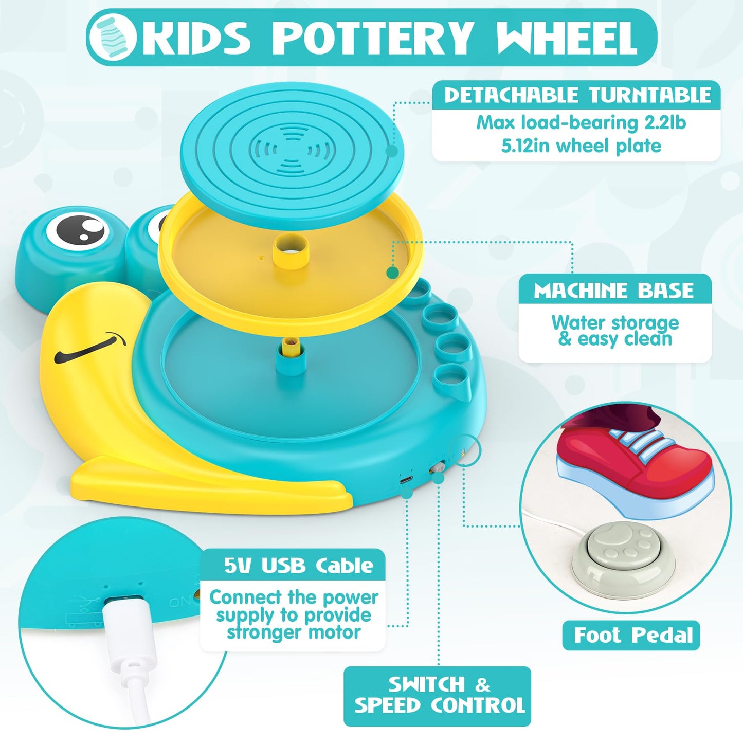 Aujazyble Pottery Wheel for Kids - Complete Art Supplies Arts & Crafts Kit, Crafts for Girls 8-12, Girls Boy Toys Birthday Hallo