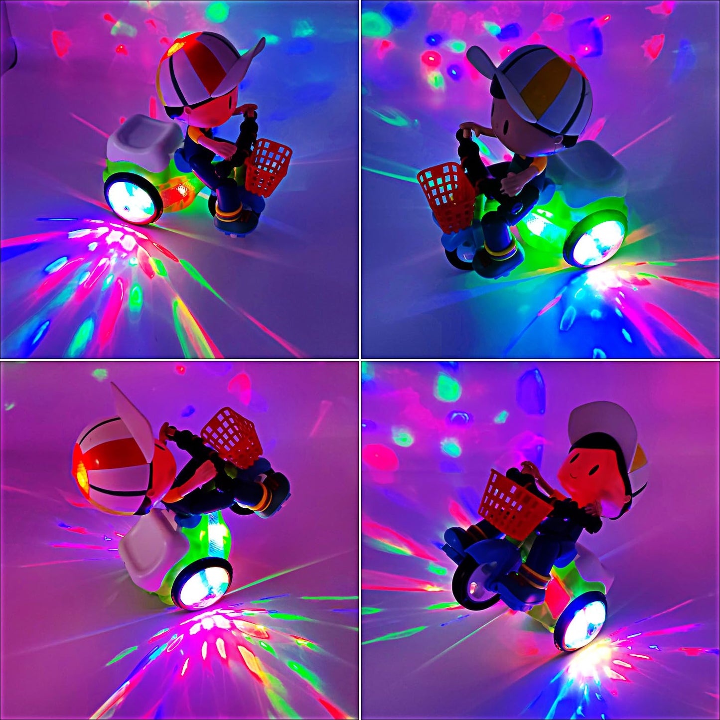 Tipmant Baby Toddler Electric Tricycle Toy Cartoon Motorcycle Vehicle Stunt Performance, Music, Luminous Lights, Kids Birthday G