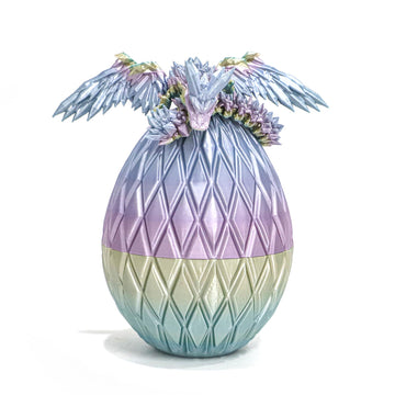 Flavery 3D Printed Flying Dragon Egg - 7'' Winged Dragon In Diamond Easter Eggs, Flexible Crystal Animal Inside, Mystery Dragon