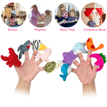 Sealive Plush Animals Finger Puppet Toys - Mini Plush Figures Toy Assortment For Kids, Soft Hands Finger Puppets Game For Autistic Children, Great Family Parents Talking Story Set