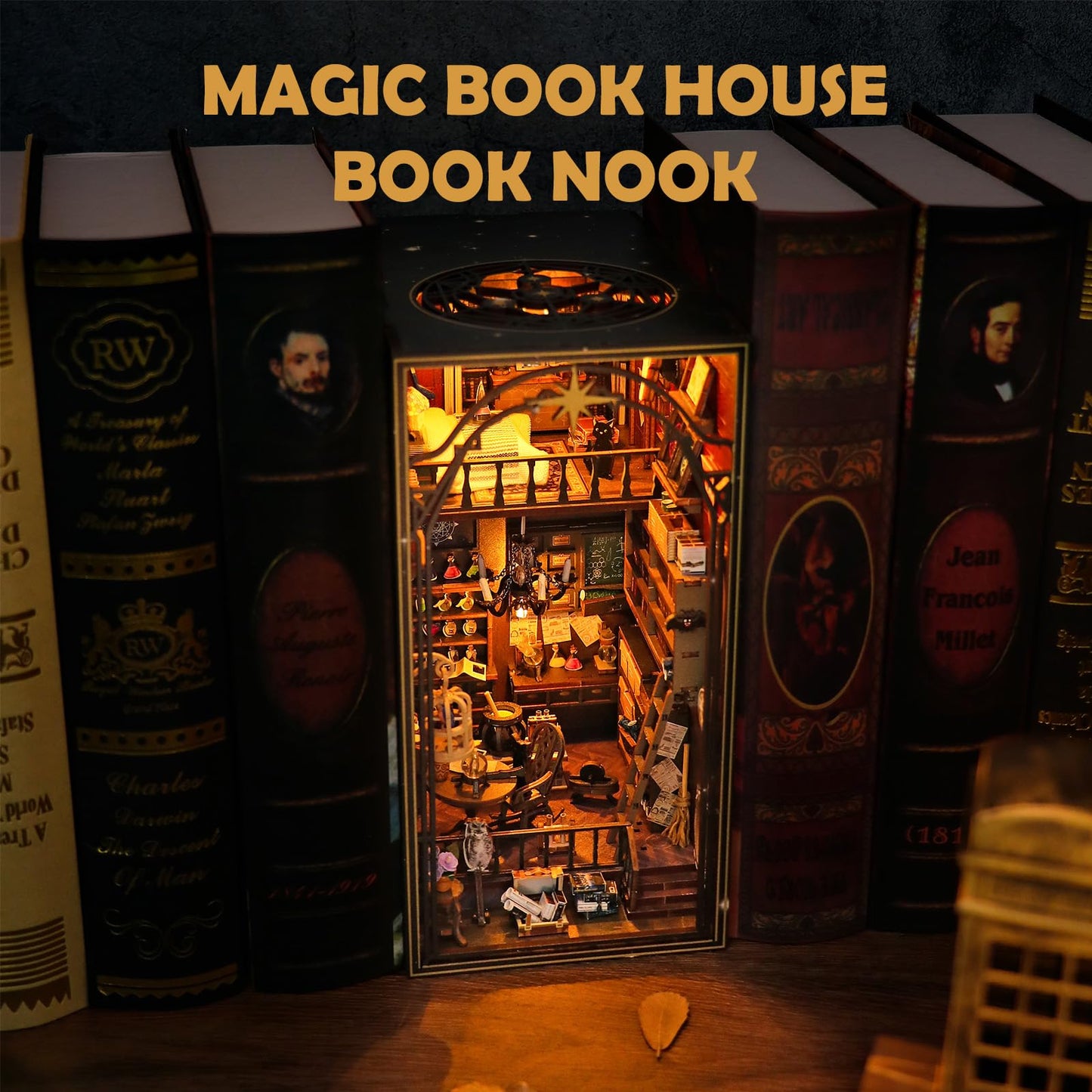 Lycidae Book Nook Kit For Adults, Diy Dollhouse Booknook, 3D Wooden Puzzle, Diy Miniature Dollhouse Kit With Led Light For Adult