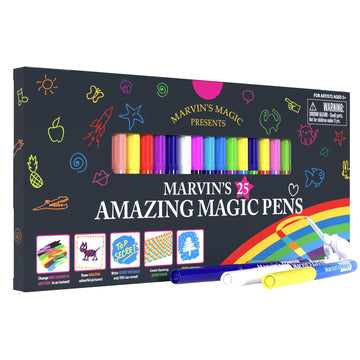 Marvin'S Magic - Original X 25 Amazing Magic Marker Pens - Color Changing Magic Pen Art - Create 3D Lettering Or Write Secret Messages - Includes 25 Magic Pens