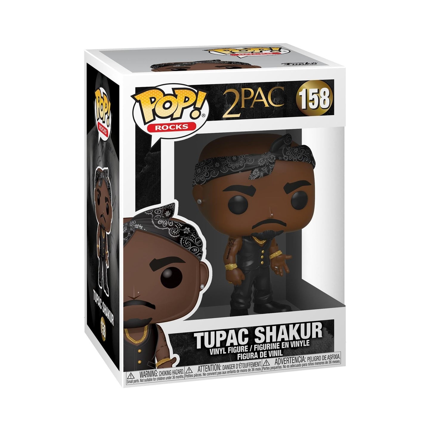Funko Pop Rocks Tupac Vinyl Figure - Vest with Bandana - Collectible - One-Size - Multicolor - Model 45432