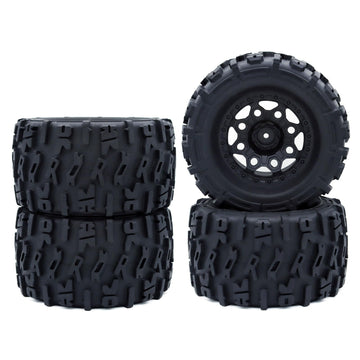 RC 2.8 ''Tires and Wheel Rim 12mm Hex for1/10 Monster Truck HPI HSP Savage XS TM Flux ARRMA GORGON KDM, Set of 4