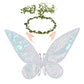 Funsveta Women Girls Berry Rattans Crown Butterfly Wings With Elf Ears Dress Up Halloween Cosplay Photo Prop Accessories (White