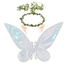 Funsveta Women Girls Berry Rattans Crown Butterfly Wings With Elf Ears Dress Up Halloween Cosplay Photo Prop Accessories (White