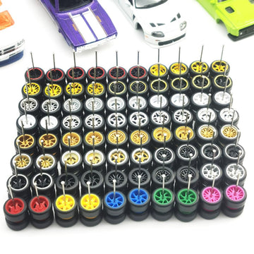 1/64 Wheels and Tires Standard 0.43In, Mixed Random (10 sets wheels/Box), Upgrade Mainline Diecast Model Cars, Miniature Vehicle