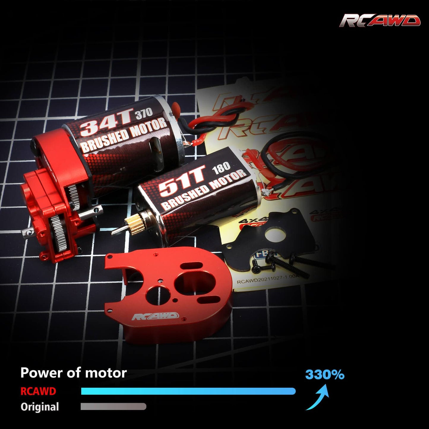 RCAWD SCX24 Enhanced 370 & 180 Motor Gear Housing Transmission Two Choices for Axial SCX24 Series