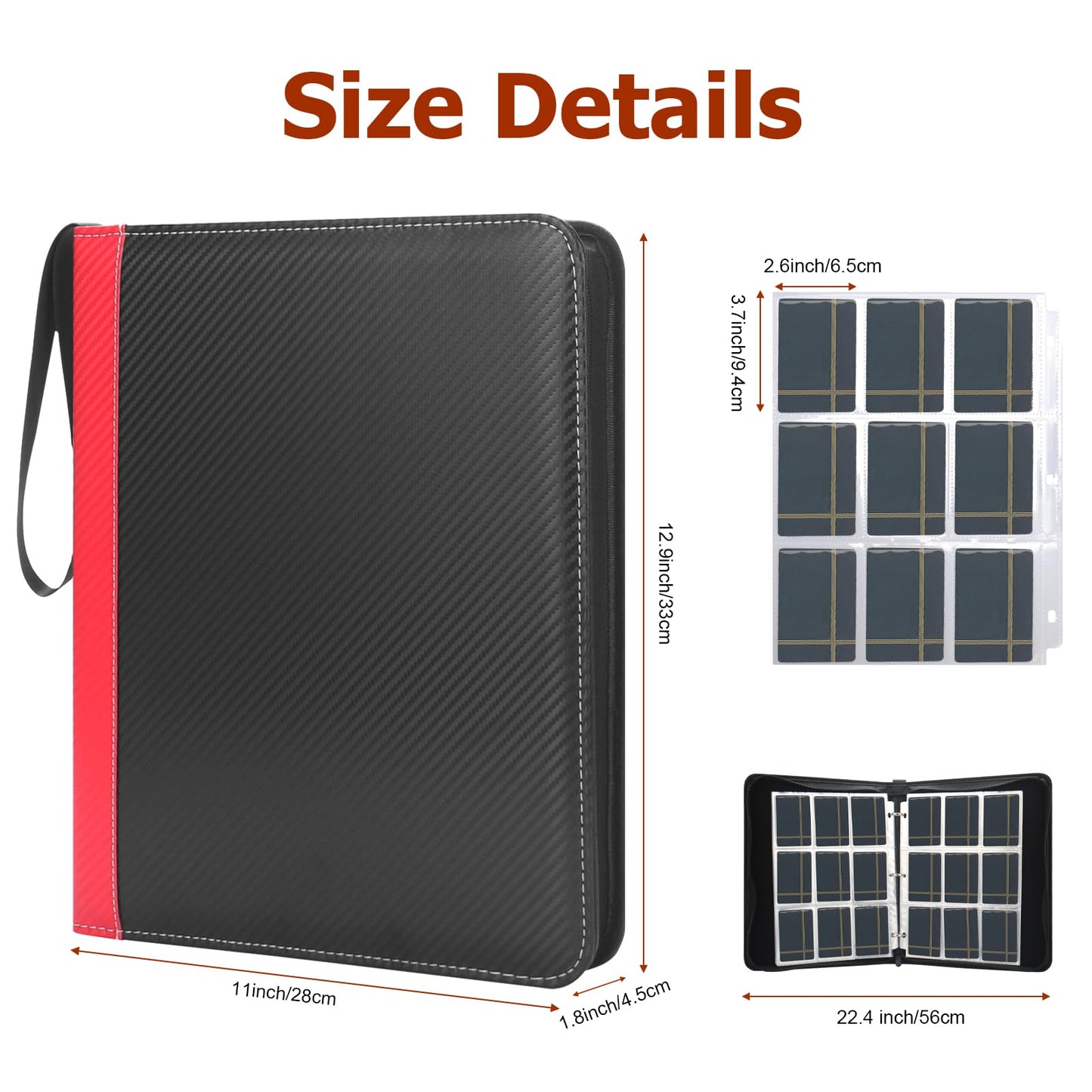9 Pocket Trading Card Organizer, 900 Pocket Binder With Sleeves, Zippered Baseball Card Binder For Sports And Kids Collection (B