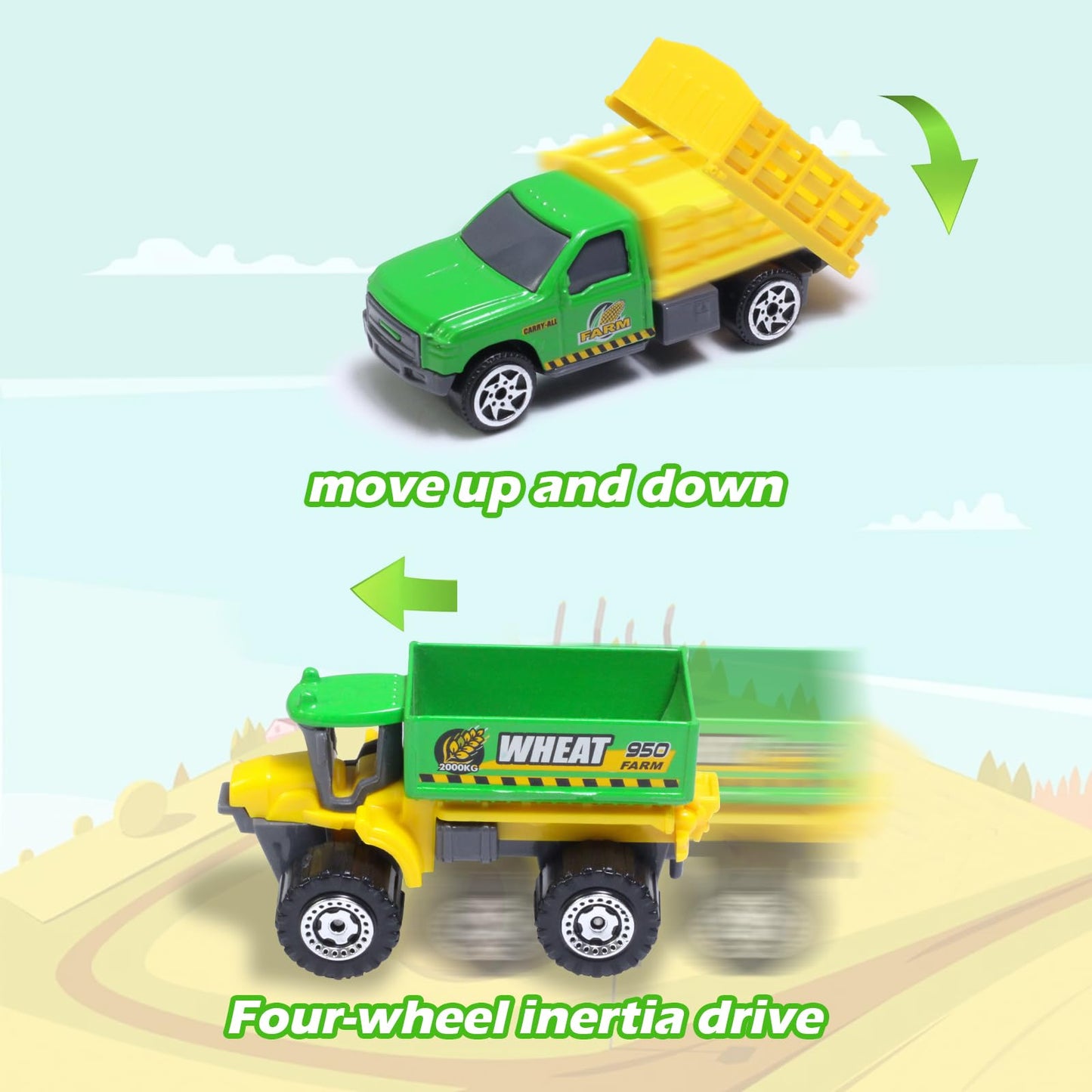 Oriate Children Diecasting Farm Car Toy Set 6pcs, Harvester, Transporter, Truck, Sprayer Small Farm Toys, Mini Cars Model Christ