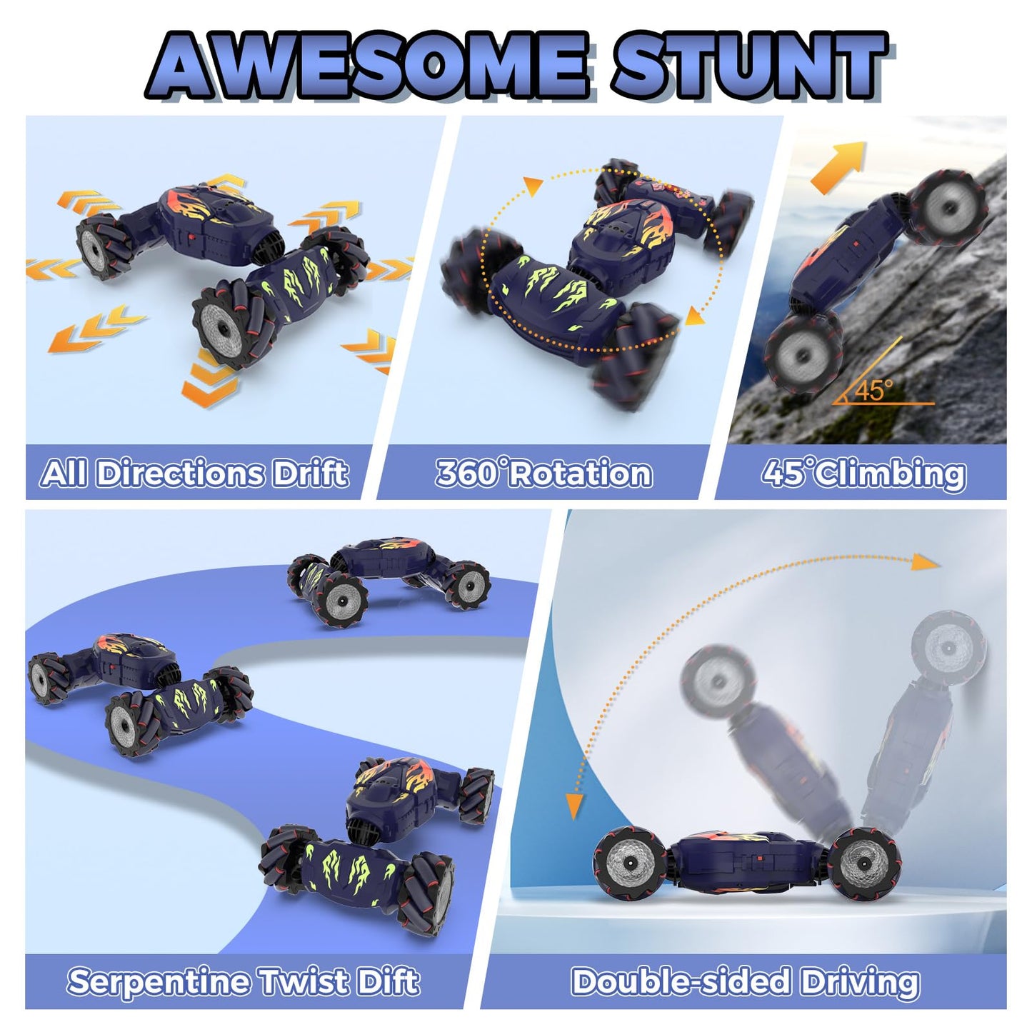 Nitigo Gesture RC Car Hand Controlled RC Car Toys Gifts for Boys Kids 6-12, 2.4GHz 360 Rotation 4WD Gesture Sensing RC Stunt Car