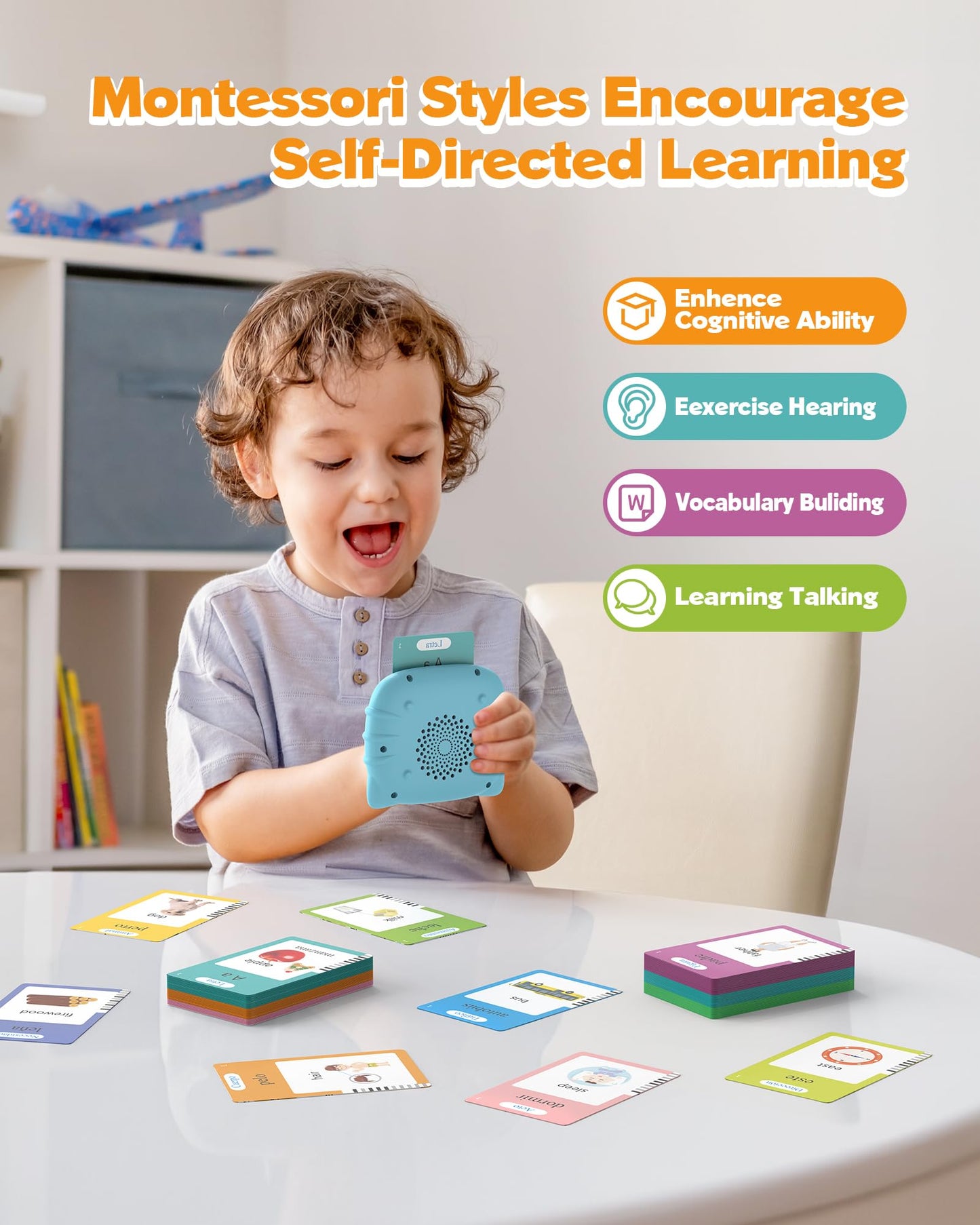 Bilingual Spanish And English Talking Flash Cards For 1-3, Pocket Speech Therapy Toys With 512 Words, Montessori Language Learni