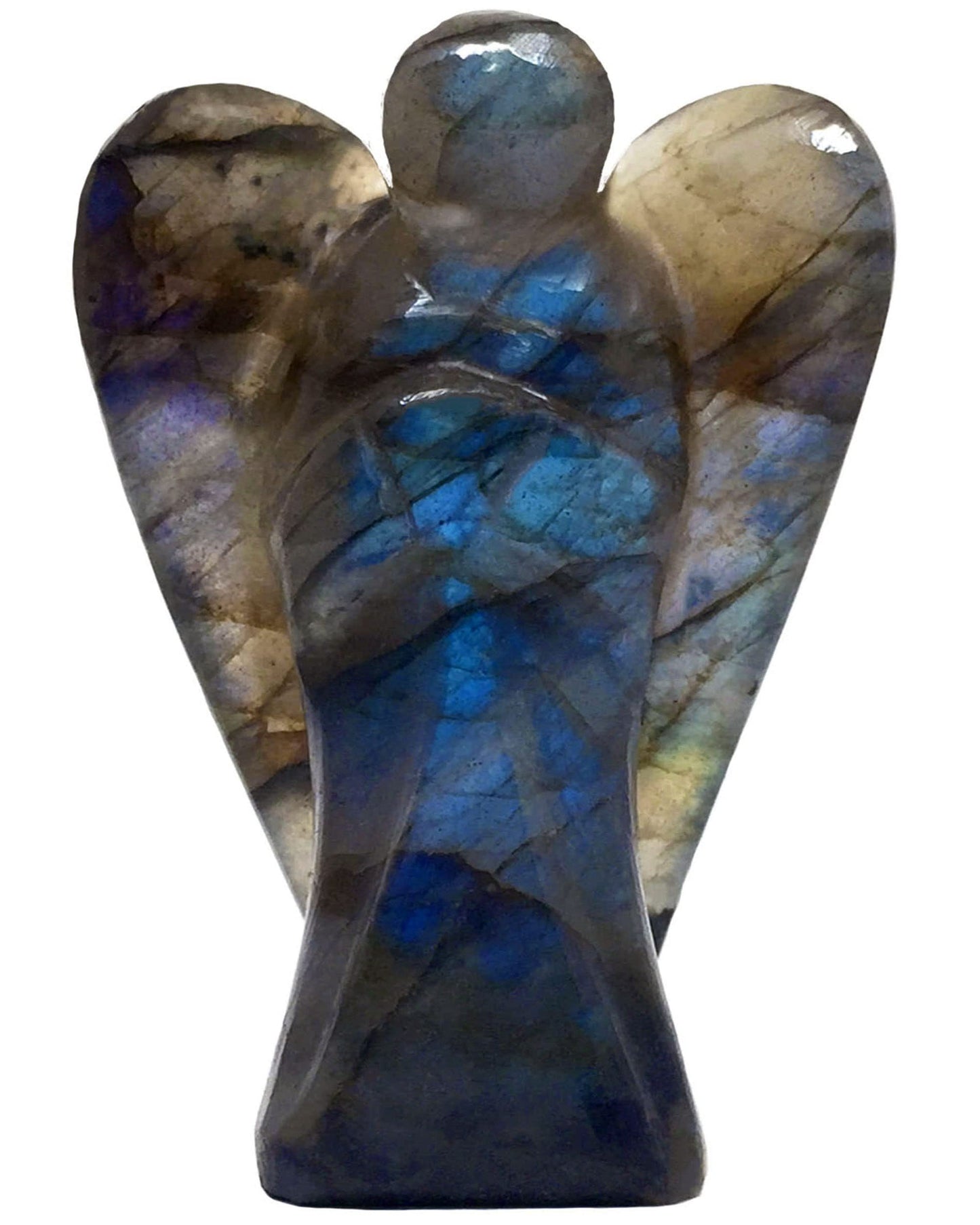 Nelson Creations, Llc Hand-Carved 2 Inch Labradorite Guardian Angel Natural Gemstone Healing Figurine