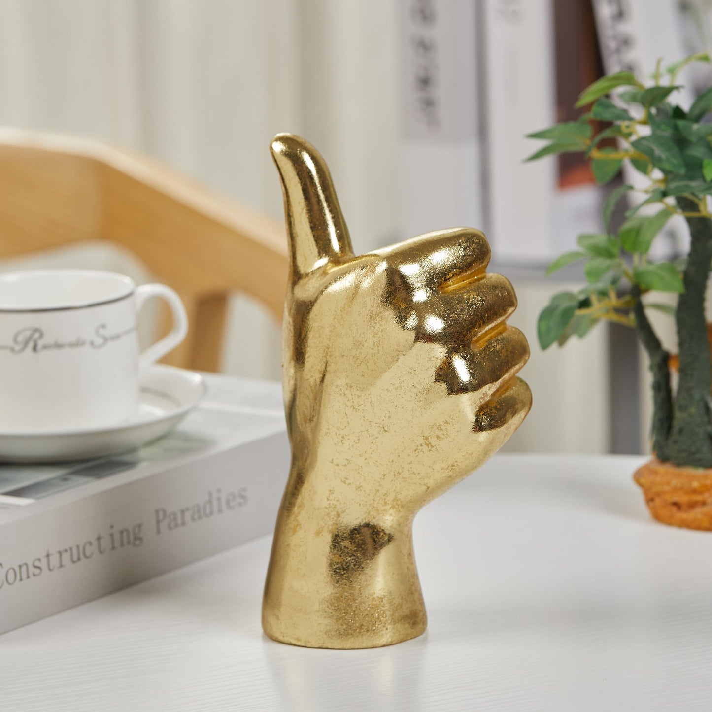 Micdecor Gold Decor Good Job    Thumb Up    Asl Hand Sign, Classic Gesture Hand Sculpture For Christmas New Year Birthday 8.46 I
