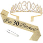 I Am 30' Birthday Tiaras And Crowns For Women Girls, Birthday Decorations Sash Crystal Tiara Party Supplies