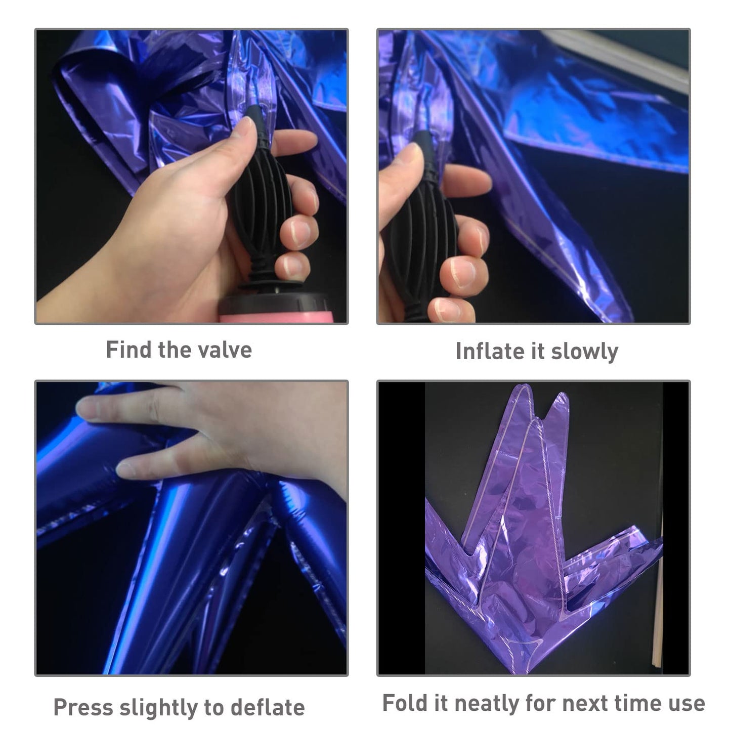 6 Pcs Purple Star Foil Balloons One-Piece 14-Pointed Star Balloons 4D Starburst Cone Mylar Balloons 22Inch Christmas Birthday We
