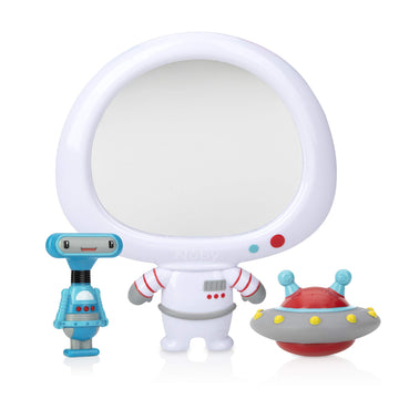 Nuby Astronaut Mirror Baby Bathtub Toy Set - 3-Piece Bath Toy Play Set - Baby Bath Toys For 3+ Years