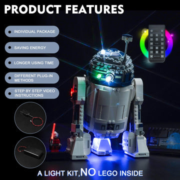 Brickbling Led Light Compatible With Lego 75379 R2-D2, Remote Control Version Lighting-No Model