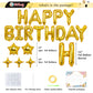 23Pcs Birthday Balloons Banner, 3D Gold Premium Mylar Foil Ecofriendly Letter Happy Birthday Banner With 5Pcs Star Balloons Kits