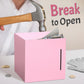 Piggy Bank For Adults Must Break To Open, Unbreakable Adults Piggy Bank Made Of Stainless Steel, Metal Saving Bank (Pink, 7.9-In