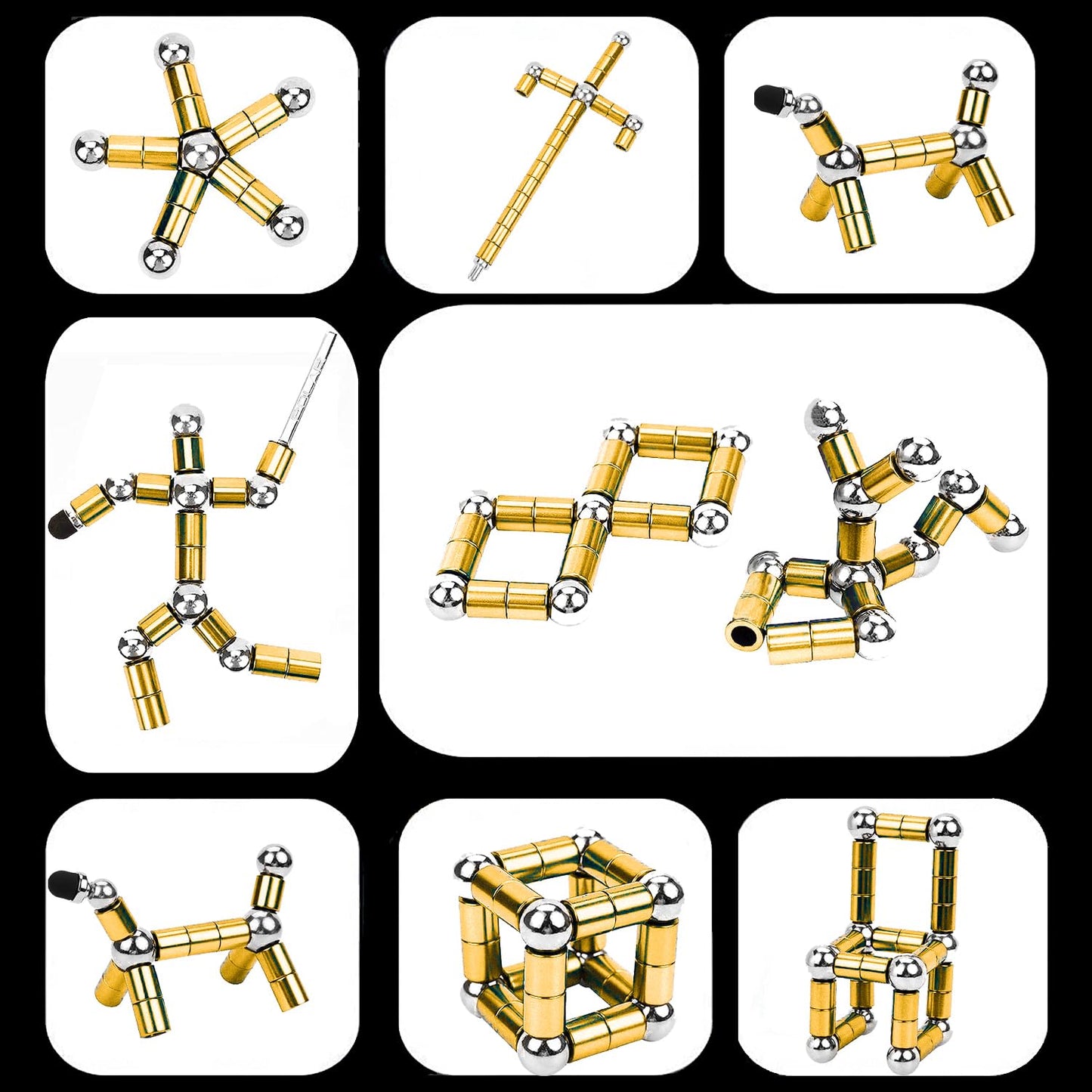 Wqwquu Fidget Pen,Magnetic Pen, Decompression Magnetic Toy Pen,Magnet Pen Fidget Toy Relieve Pressure Novel Toy Gift For Kids Or Friends! (Big Golden)