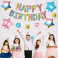 Happy Birthday Balloons Banner, Rainbow Happy Birthday Foil Balloons 16 Inch Mylar Foil Letter Balloons With 8 Pcs Gradient Blue