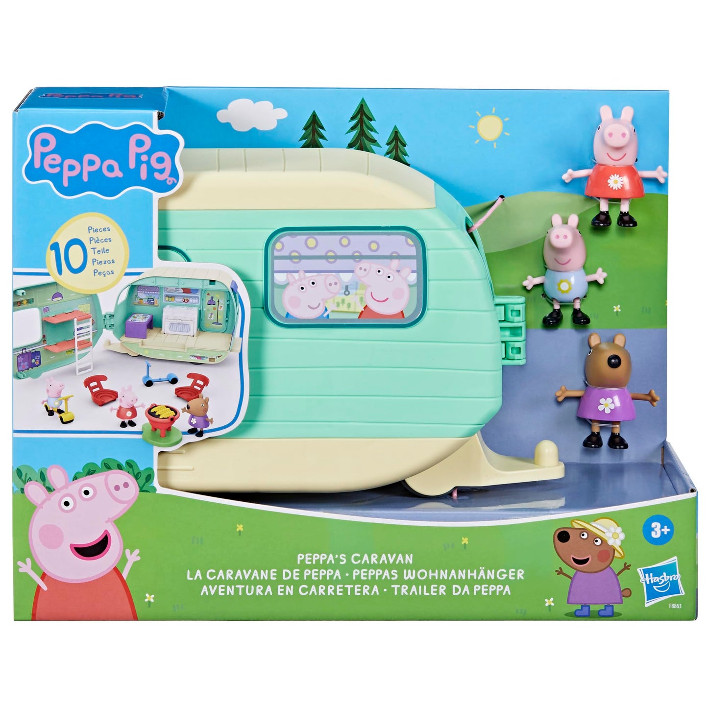 Peppa Pig Caravan Playset - Pink - One Size - Model F8863 - Plastic Toy for Creative Play
