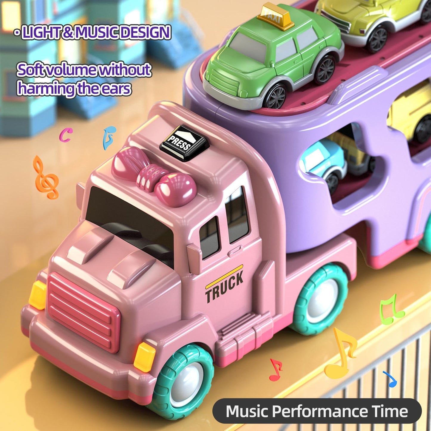 Beby Buty 7 In 1 Car Truck Toys For Girls Toddlers, Girls Toddler Car Truck Toys With Light Sound, Birthday Gifts Toys For 3 4 5