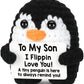 Son Gifts from Mom Dad  Handmade Crochet Mini Penguin Birthday Gift for Son Teen mature-themed Bonus Step  To My Son Gifts for Birthday Christmas  Funny I Love You Son Stocking Stuffers Emotional Decor