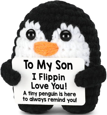 Son Gifts from Mom Dad  Handmade Crochet Mini Penguin Birthday Gift for Son Teen mature-themed Bonus Step  To My Son Gifts for Birthday Christmas  Funny I Love You Son Stocking Stuffers Emotional Decor