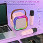 Haomuren Mini Karaoke Machine for Kids, Bluetooth Speaker with 2 Microphones, LED Lights, Pink, Model K12, Perfect Birthday Gift for Ages 3-12