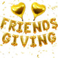 Jobkoo Friendsgiving Balloons Friends Giving Party Decorations 16 Inches Tall Gold Heart Friendsgiving Foil Mylar Balloon Letter