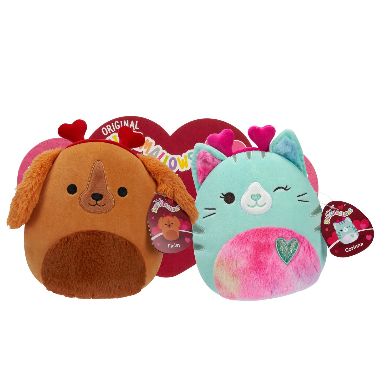 Squishmallows Original 8-Inch Finley And Corinna Valentine’S Day 2-Pack Plush - Ultrasoft Official Jazwares Plush