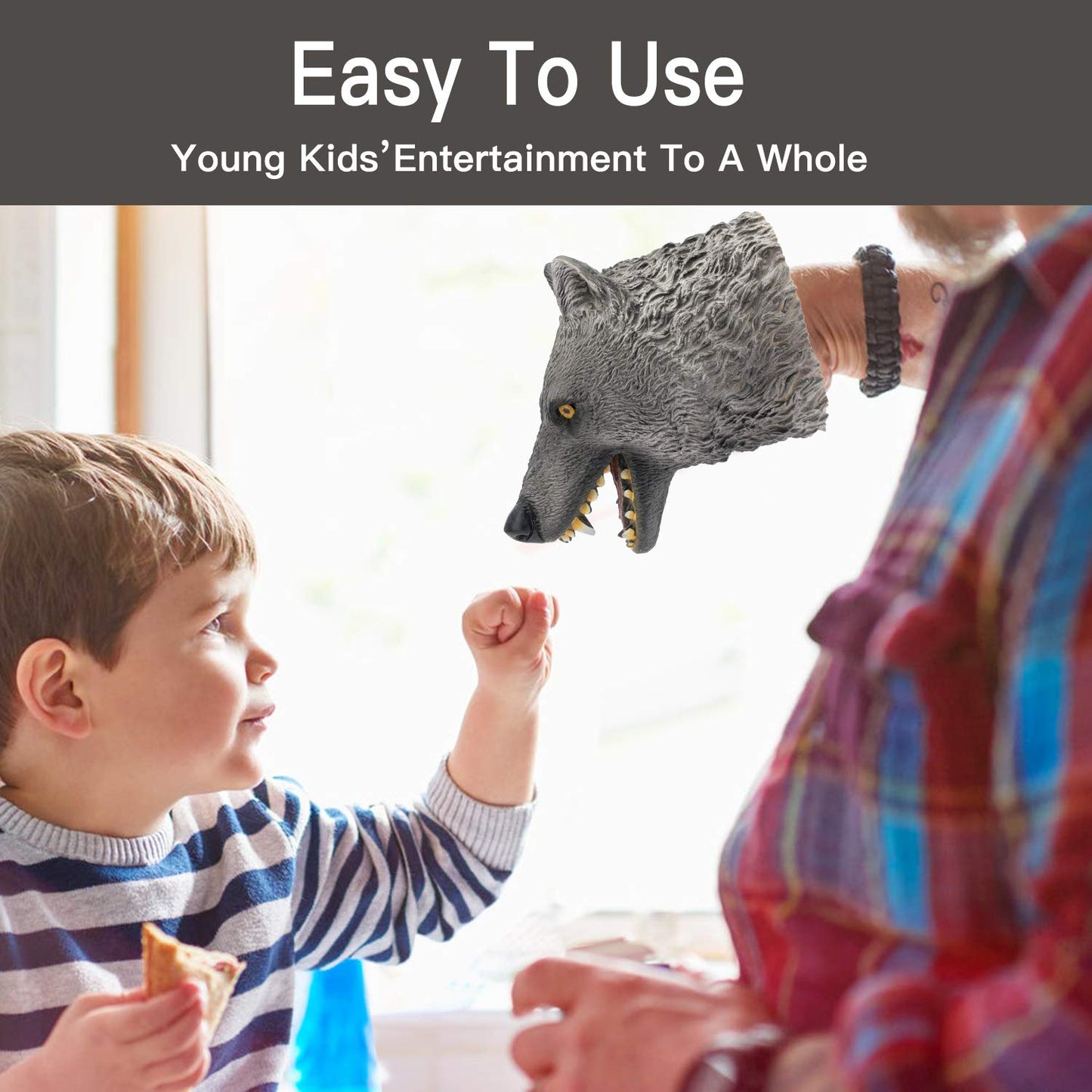 Yolococa Wolf Hand Puppet Realistic Latex Soft Animal Toy Storytelling Role Play Party Supplies For Kids