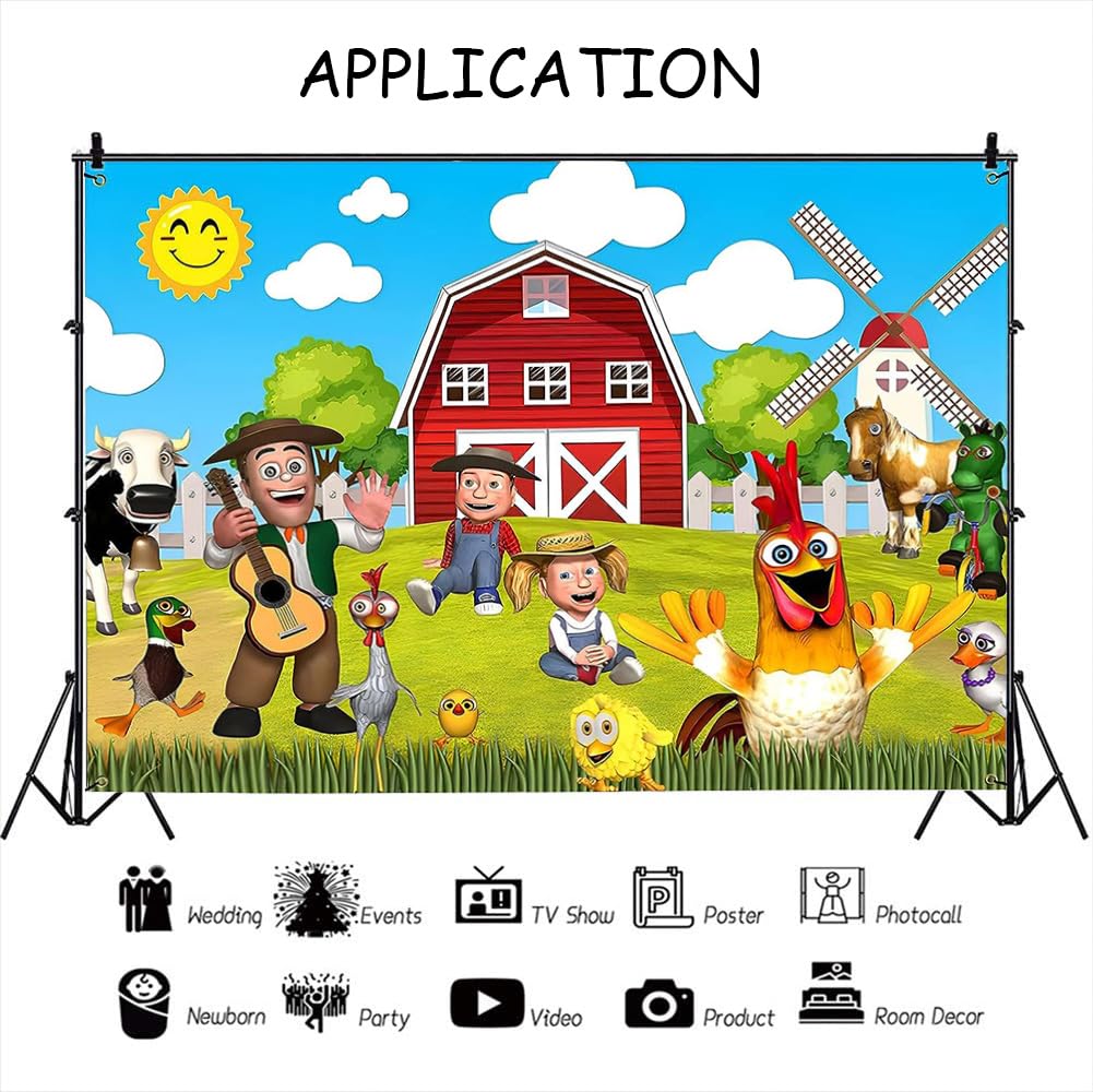 Yriowmi Farm Animals Theme Party Decorations,Children'S Birthday Party Background Fabric,Farm Animal Background Photo Banner,7 X