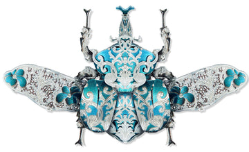 Piececool 3D Metal Puzzles For Adults, Rhinoceros Beetle 3D Model Building Kits Insect Themed Brooch Assembling Diy Crafts Creative Birthday Gifts,22Pcs