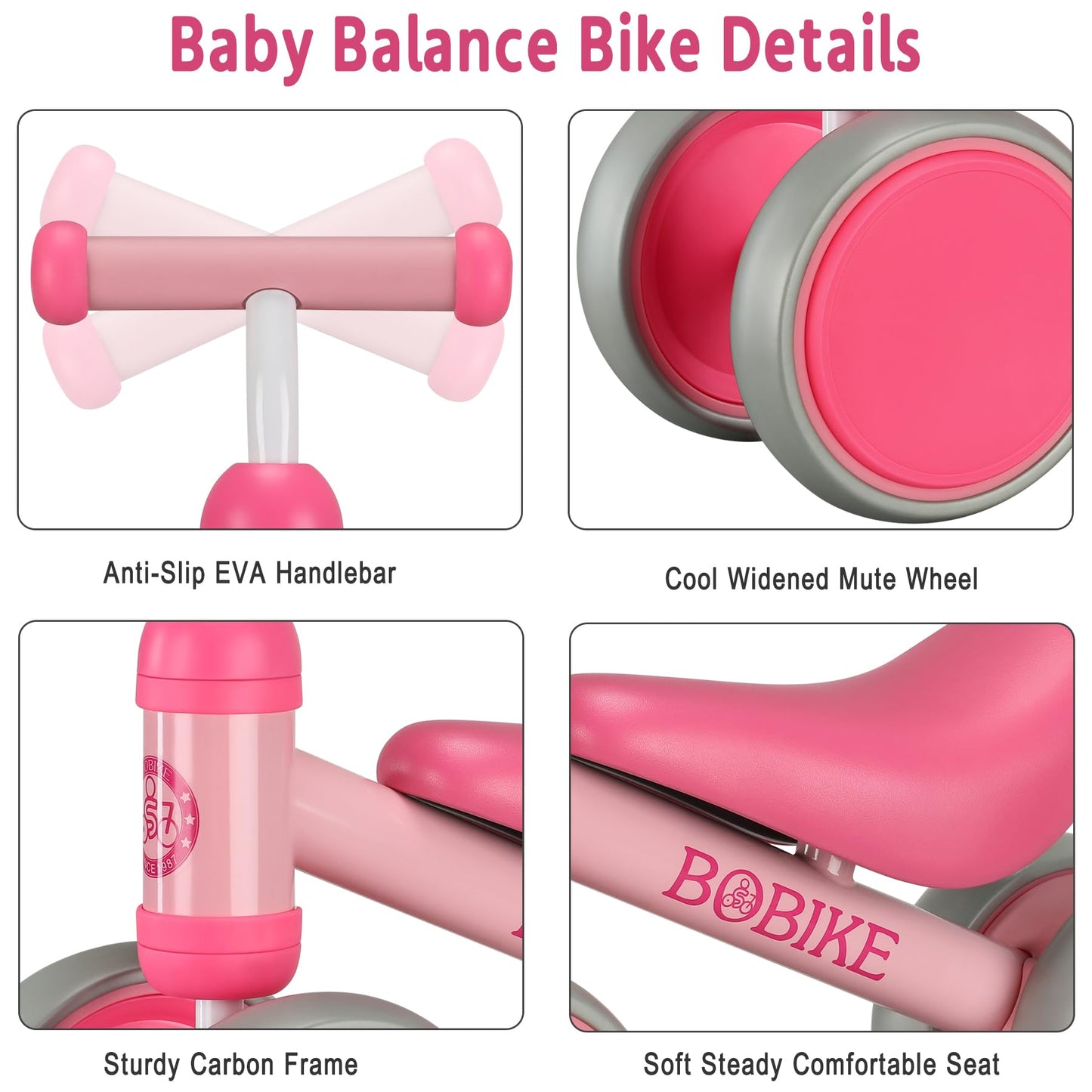 Baby Balance Bike Toys For 12-36 Months Kids Toy Boy And Girls Gifts Toddler Best First Birthday Gift Children Walker No Pedal Infant 4 Wheels Bicycle (Classic, Rose Red)