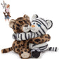 MorisMos White Tiger & Cheetah Stuffed Animal Duo for Kid Couple Twin Freezable & Microwavable Stuffed Animal for Comfort  Heating Pads Plush Tigger & Leopard Toy Gift/Decor