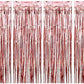 PRVV Pack of 4 Pcs, 3 x 6 feet Each, Rose Gold Foil Fringe Tinsel Metallic Backdrop Curtains for Birthday Decoration Wedding Eng